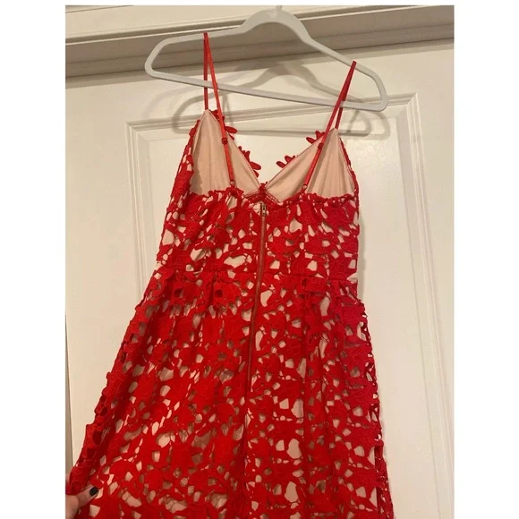 Elegant Red Lace Midi Dress